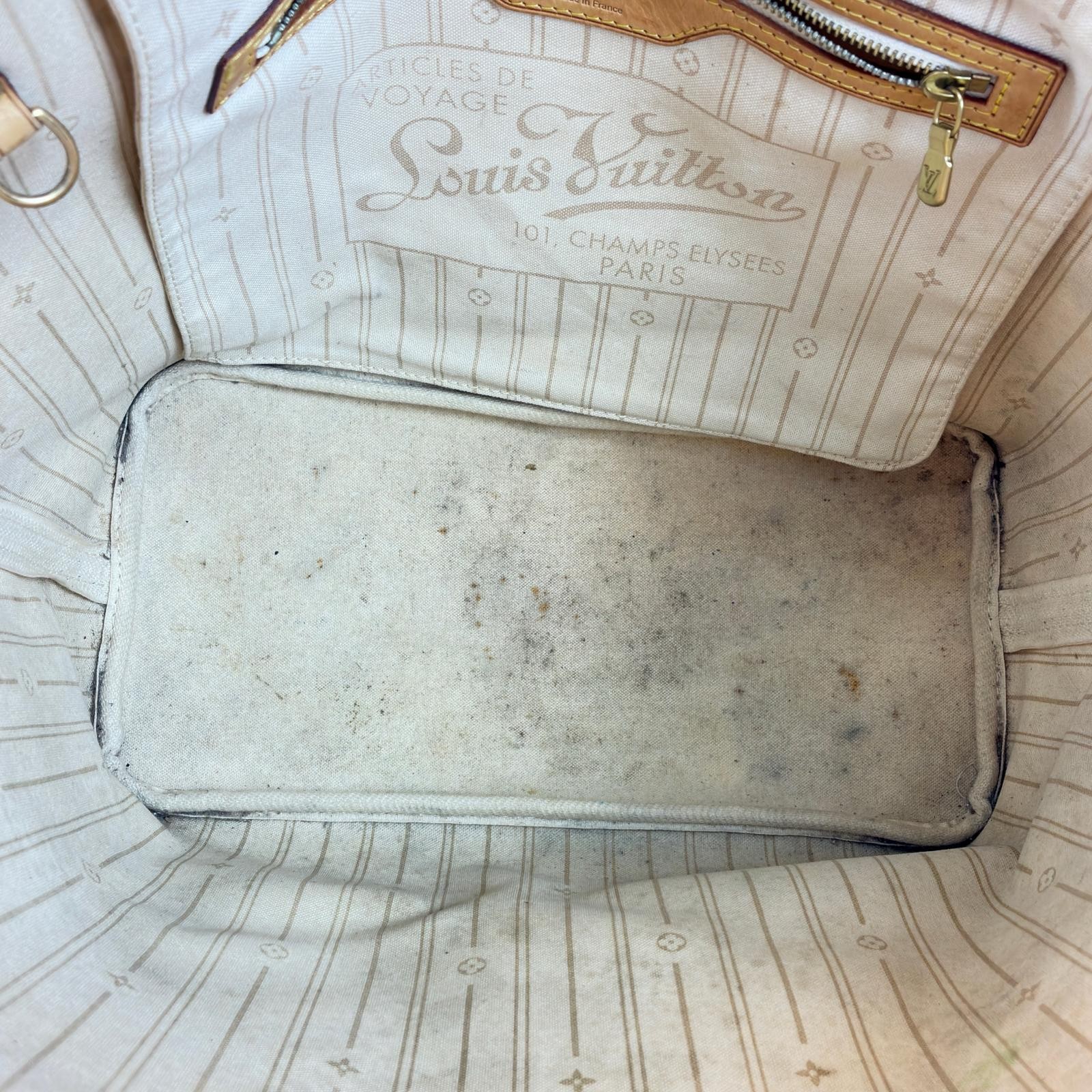 LOUIS VUITTON Neverfull MM Tote Bag N51107 Damier Azur Canvas white