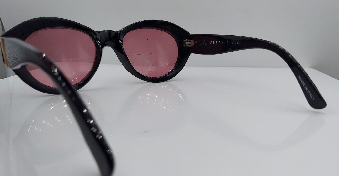 Vintage Perry Ellis P380 Black Oval Sunglasses Italy FRAMES ONLY