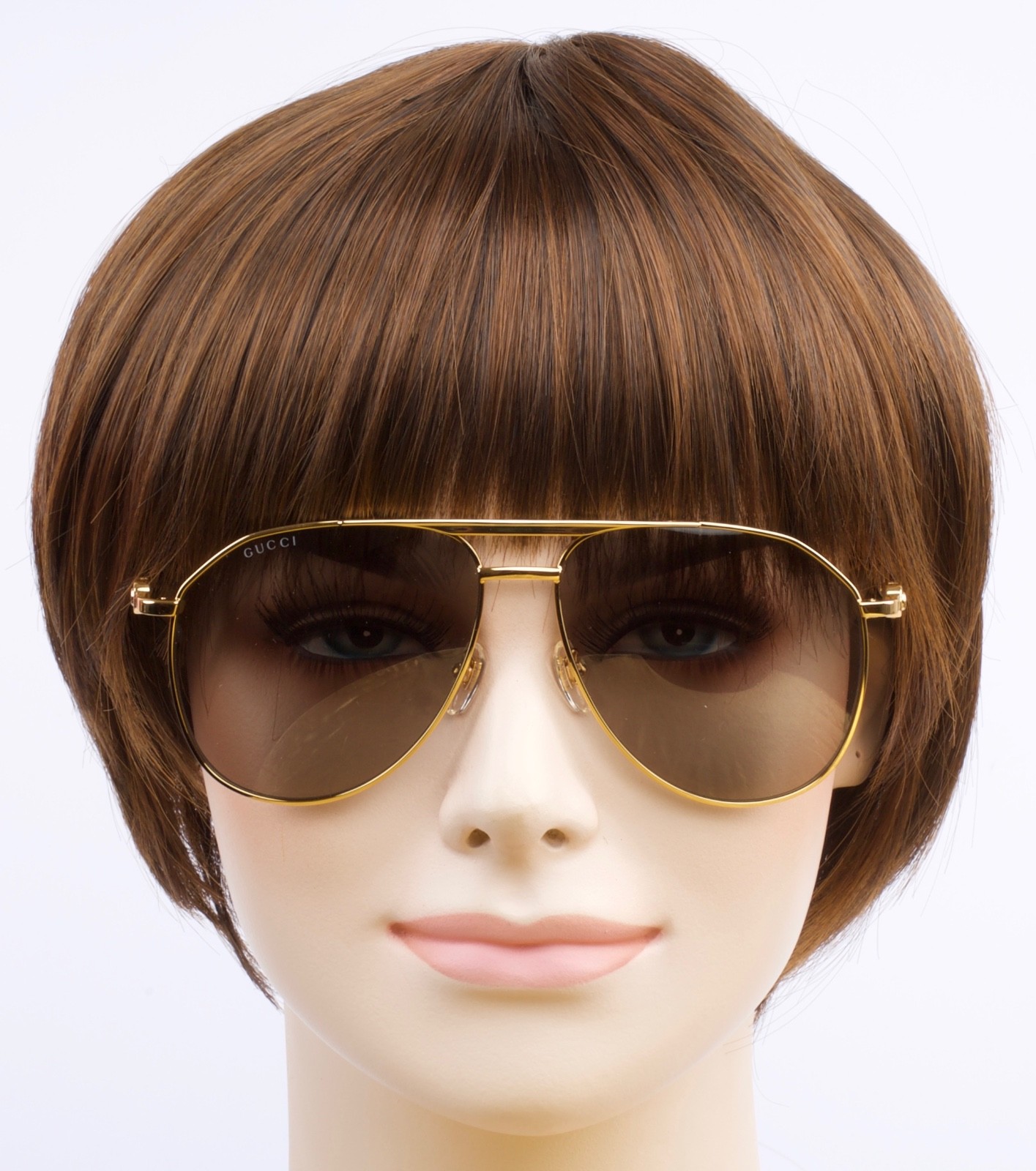 Brand New Authentic Gucci Brown Gold High Bridge Fit GG1220 S 002 Sunglass