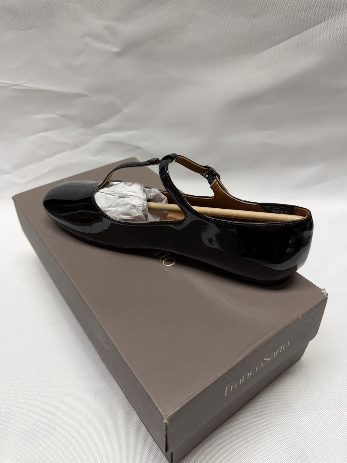 Franco Sarto Women’s Black Leather Mary Jane Flats Buckle Strap US 6.5W