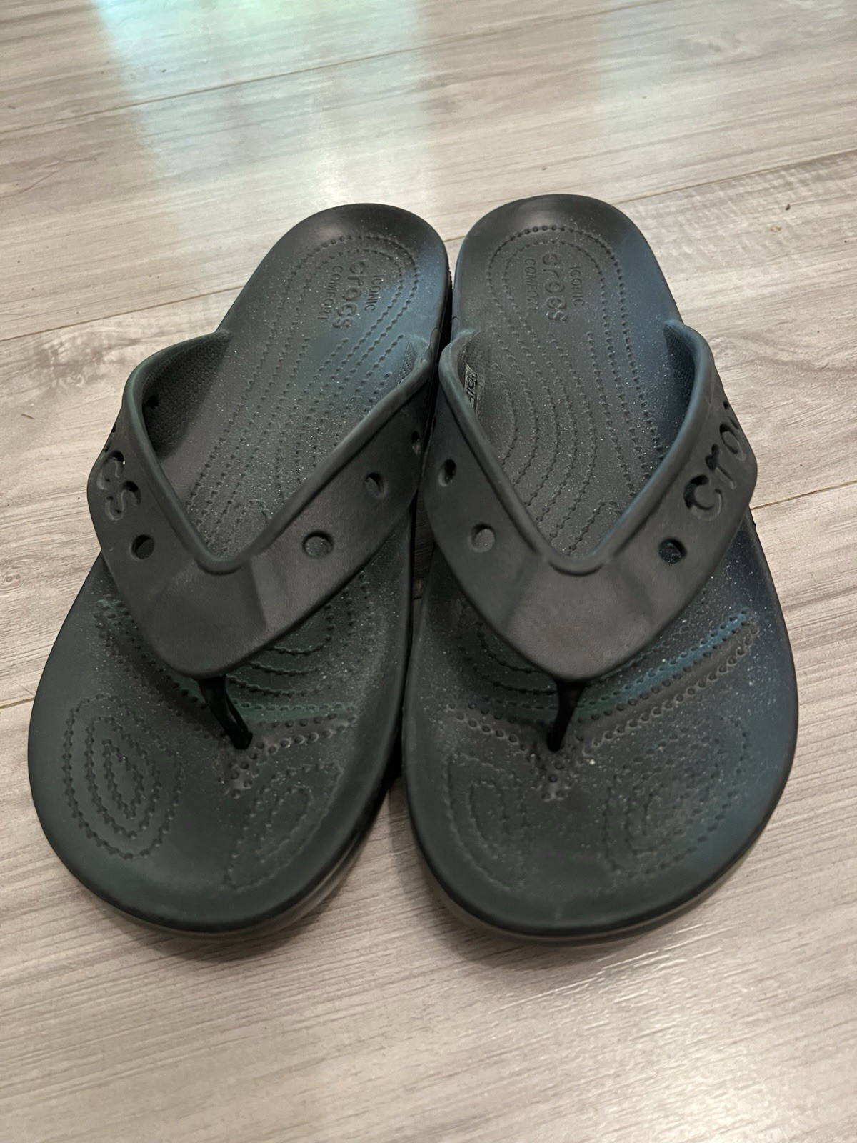 CROCS Baya Thong Flip Flop Sandal Size Women 12 Men 10 Black