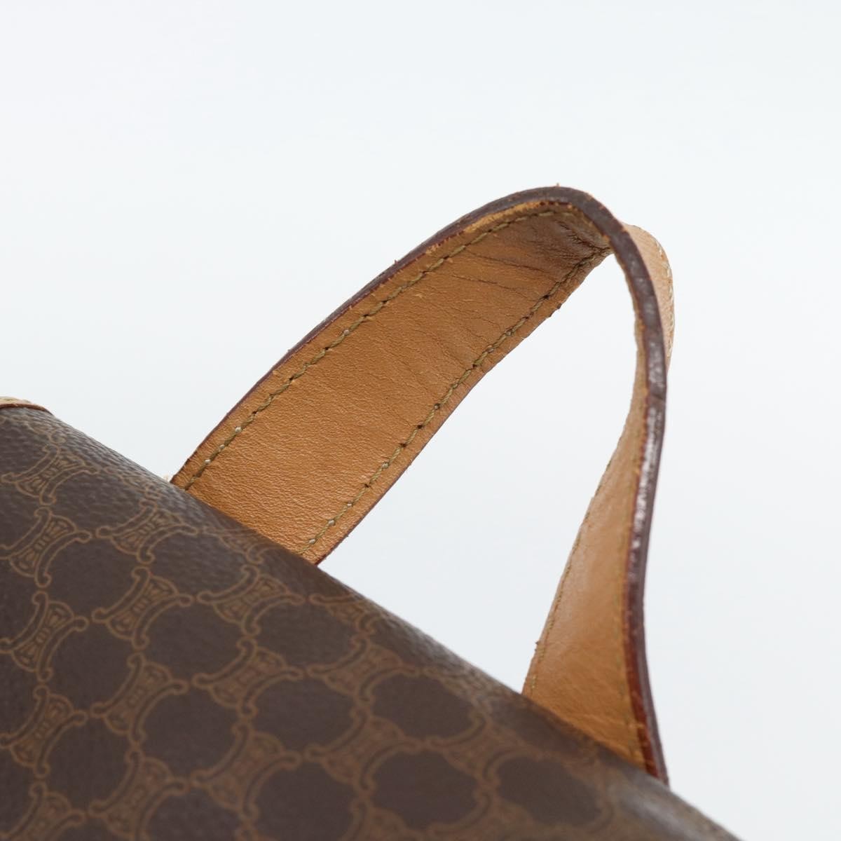 CELINE Macadam Canvas Backpack PVC Leather Brown Gold Auth 182528A
