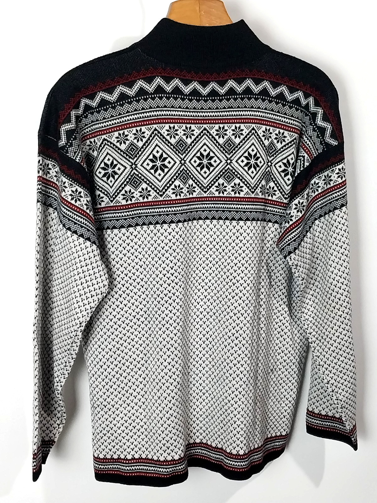 Bula Acrylic Wool Blend Black Fair Isle Nordic Knit Ski Pullover Sweater Men’s M