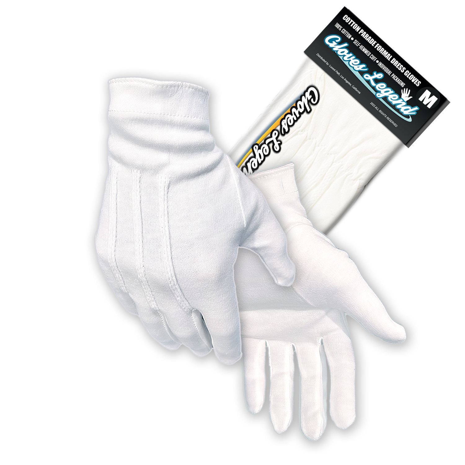 1 Pair 100% Cotton White Marching Band Parade Formal Dress Costume Gloves – M