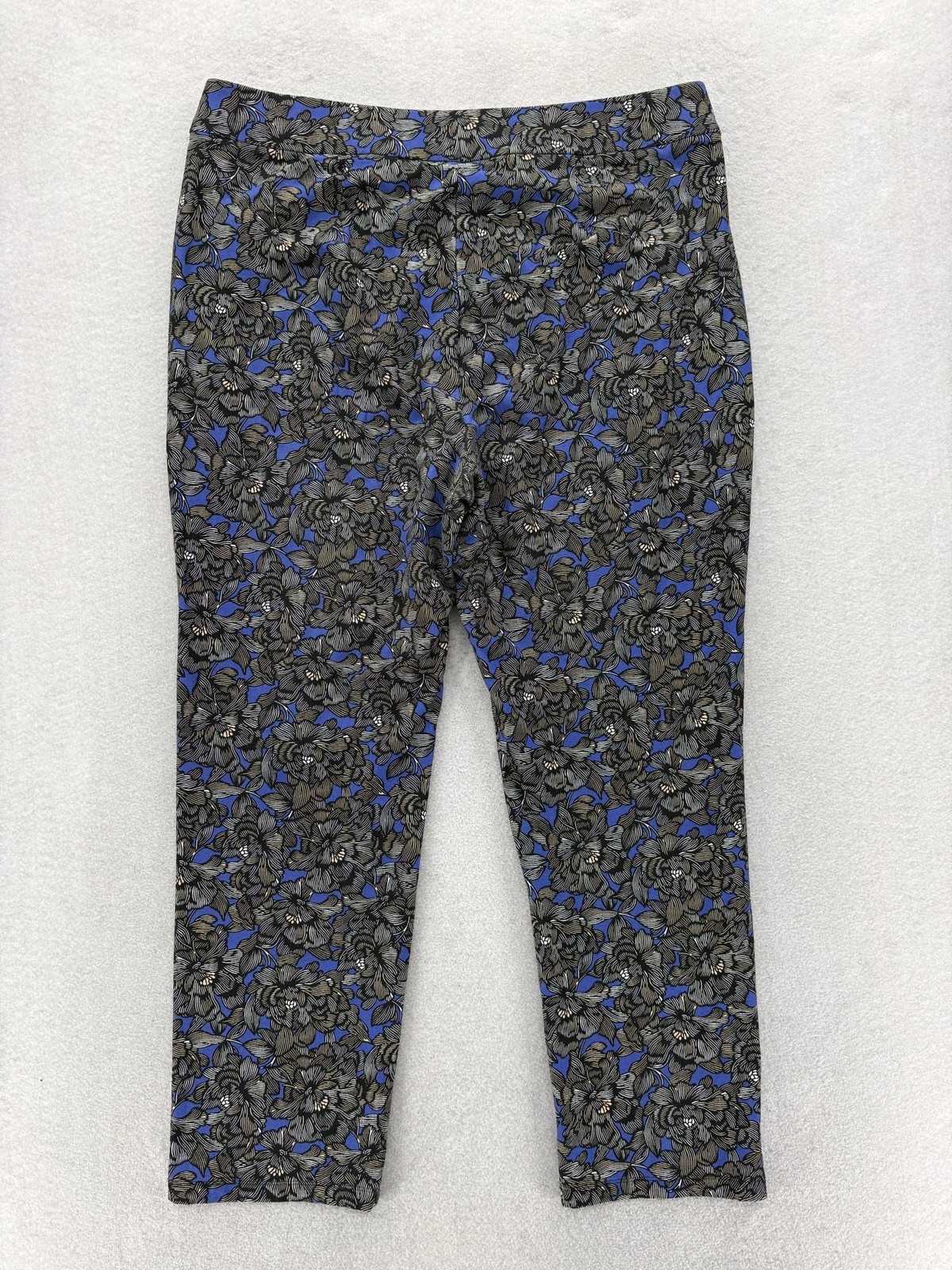Chico’s Travelers Slinky Knit Pants Womens 2.5P Blue Floral Stretch Pull On