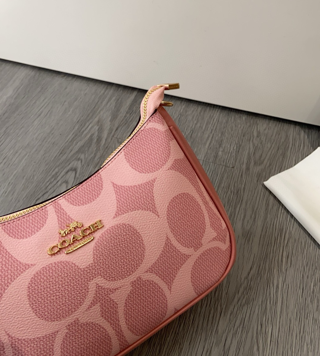 COACH Teri Shoulder Bag In signature canvas/Gold/Powder Pink New CAL51