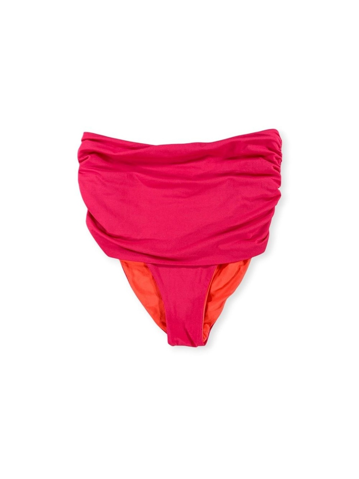 Stella McCartney Swim High-Rise Ruched Bikini Bottoms in Hot Pink & Coral Size S