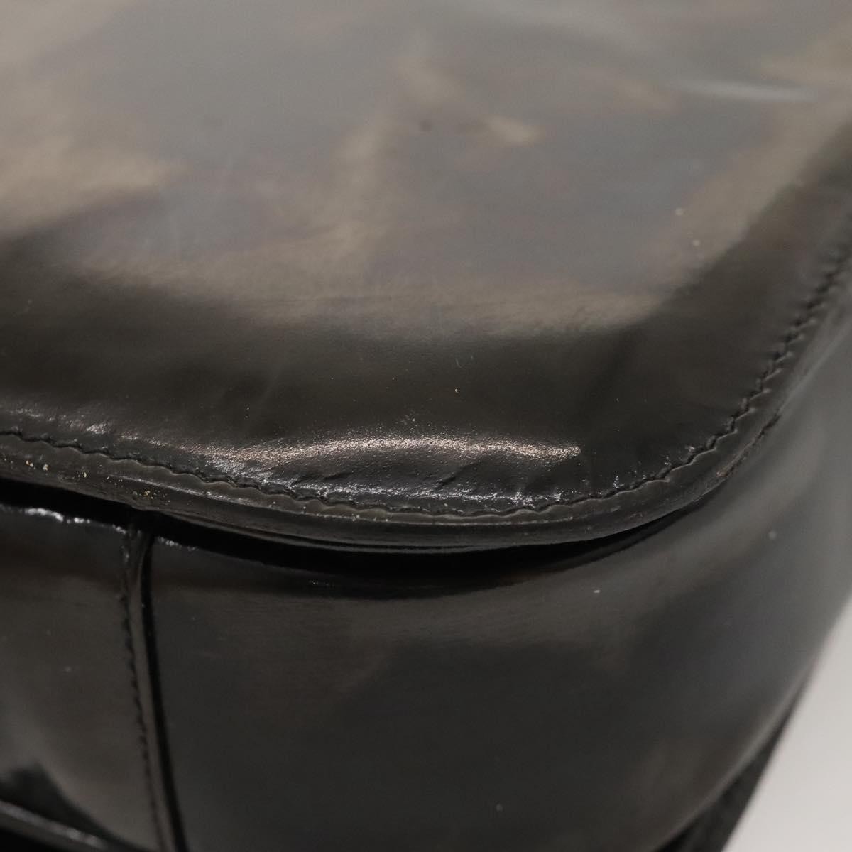 CELINE Horse Carriage Shoulder Bag Enamel Black Auth bs24388