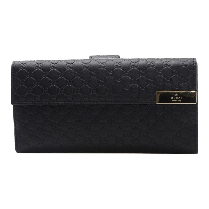 Gucci monogram embossed leather long fold wallet 7.48×1.4×3.9 in