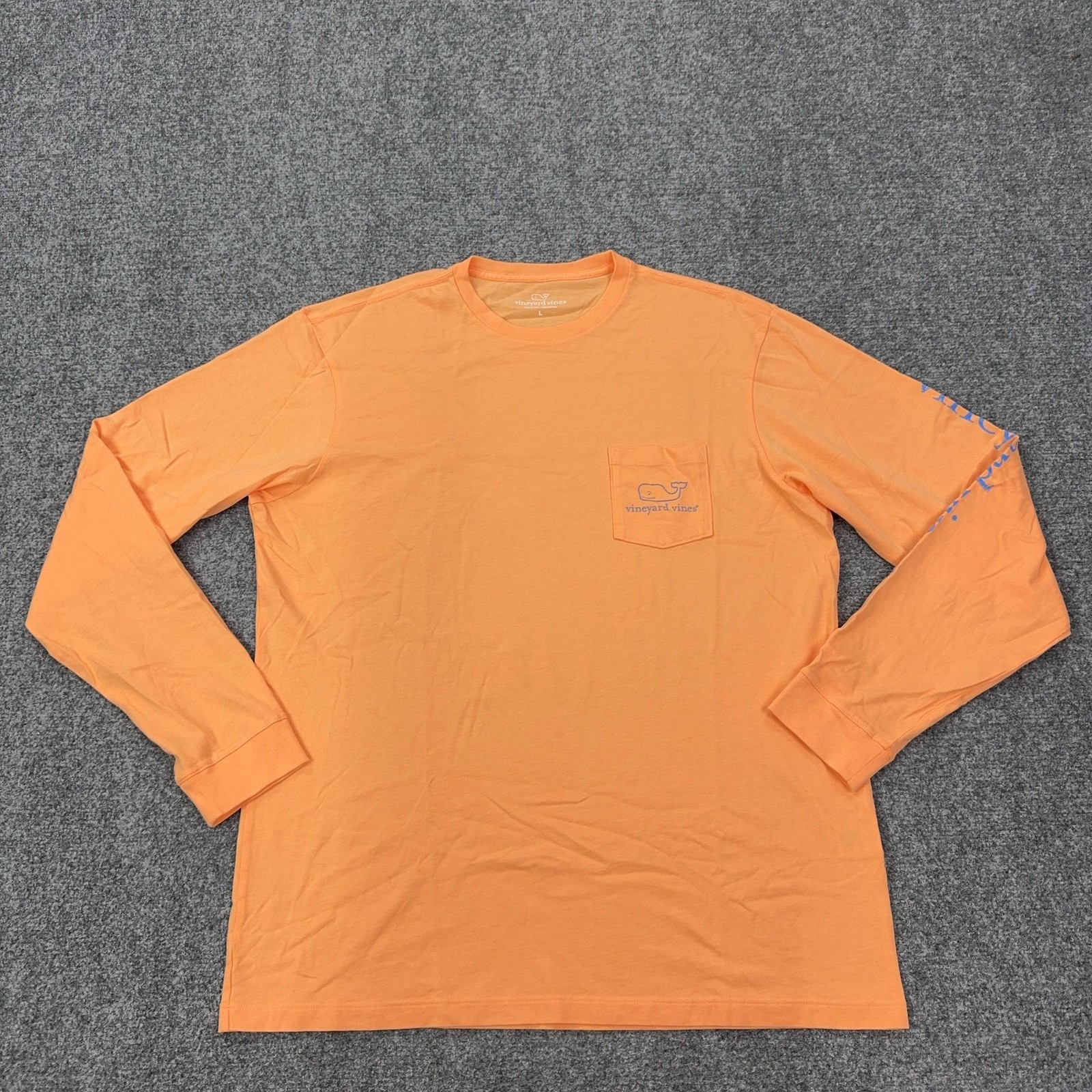 Vineyard Vines Shirt Mens Large Orange Whale Logo Pocket Long Sleeve Tagless