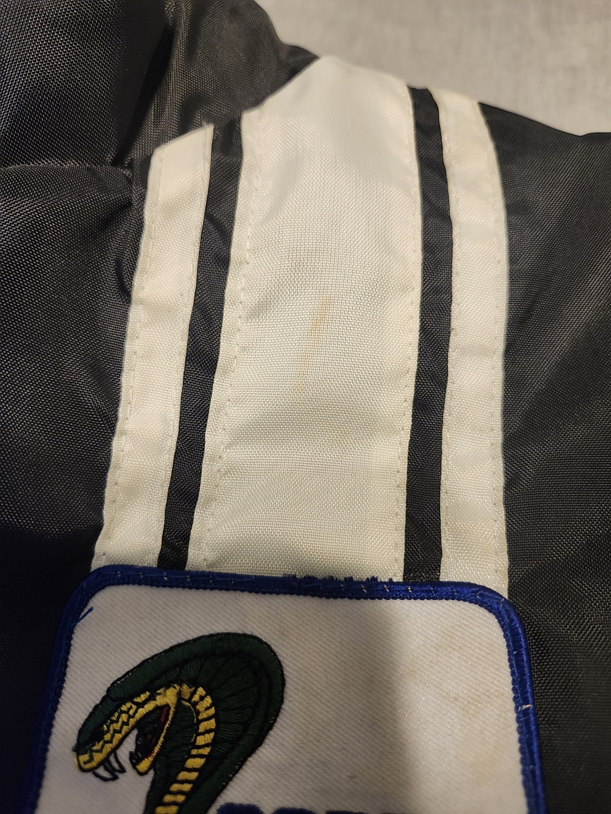 Ford Racing Jacket Black/White Stripe Embroidered Logo Lined Zip Men’s XL