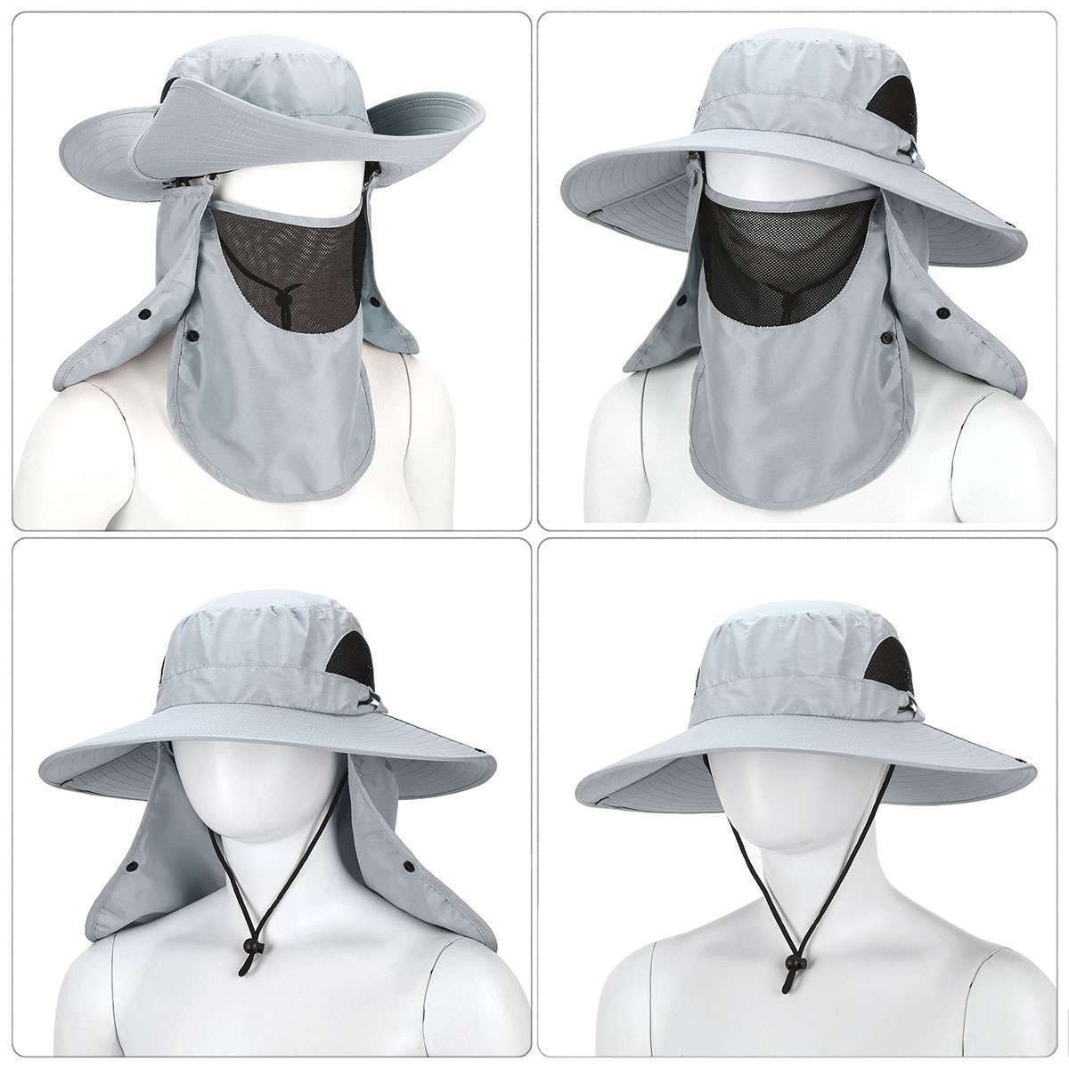 Summer Bucket Boonie Hat Neck Flap Cover Sun Wide Brim Fishing Garden Hiking Cap