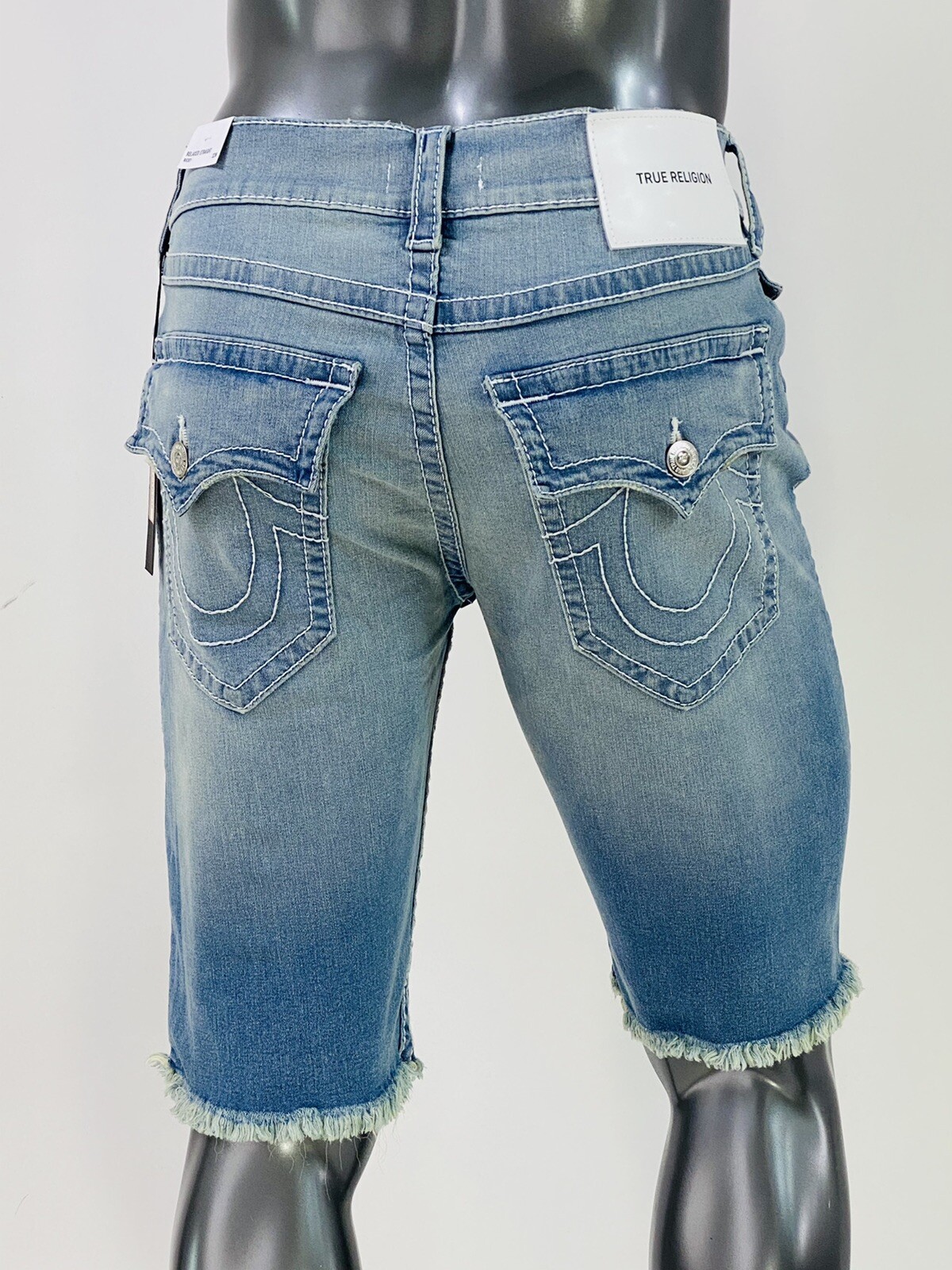 $119 Big Stitch True Religion Men Shorts Cutoff 30 31 32 34 36 38 Baby Blue