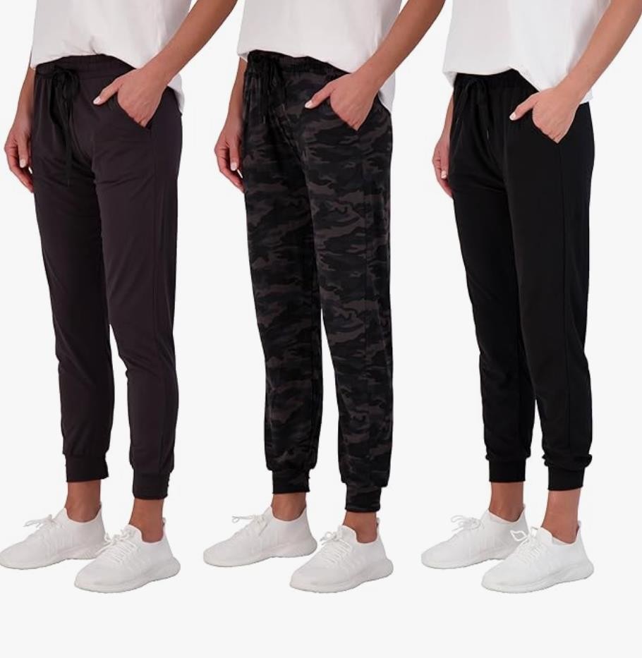 3 Pack: Women’s Ultra-Soft Lounge Joggers Athletic-Plus Size 2XL-Assorted Colors