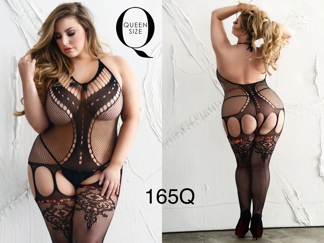 Bodysuit Body Stocking Queen Plus Size Lingerie Mesh Fishnet Garter Sexy Stretch