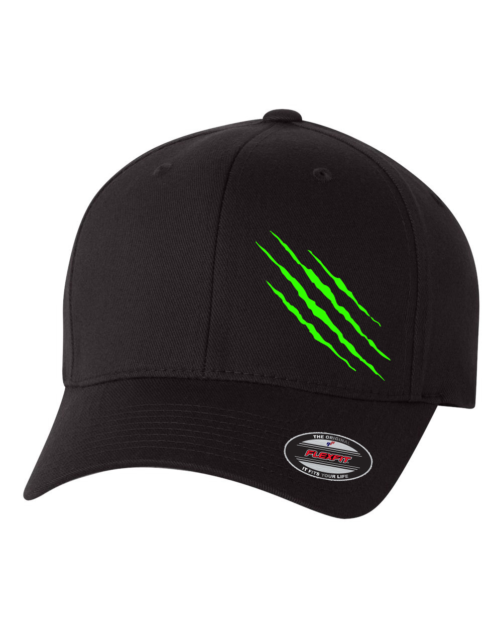 PAW SCRATCHES BIKE MOTORCYCLE CLAW RIDE REFLECTIVE HUNTING BEAR FLEXFIT HAT