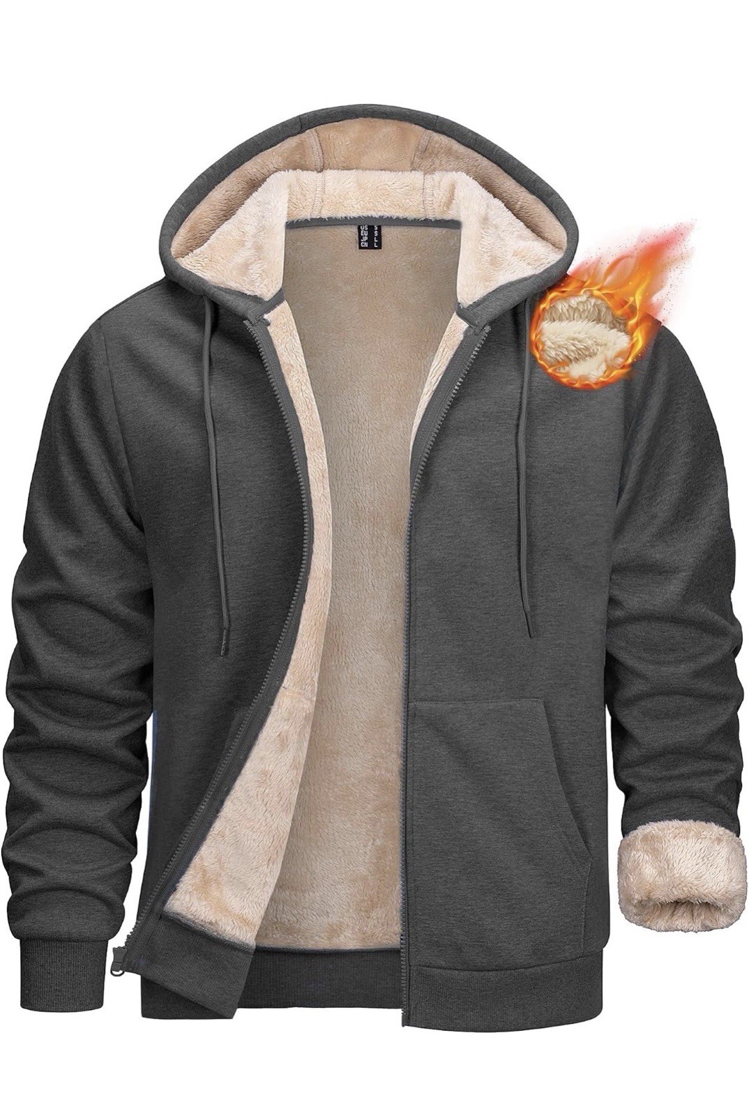 Men’s Winter Thermal Sweatshirts Full-Zip Up Sherpa Fleece Lined Hoodie Jacket