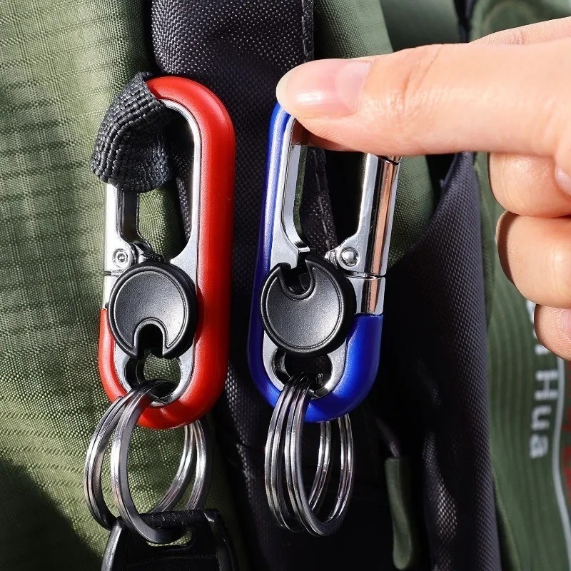 Carabiner Heavy Duty Double Ring KeyChain – locking key ring, key fob holder