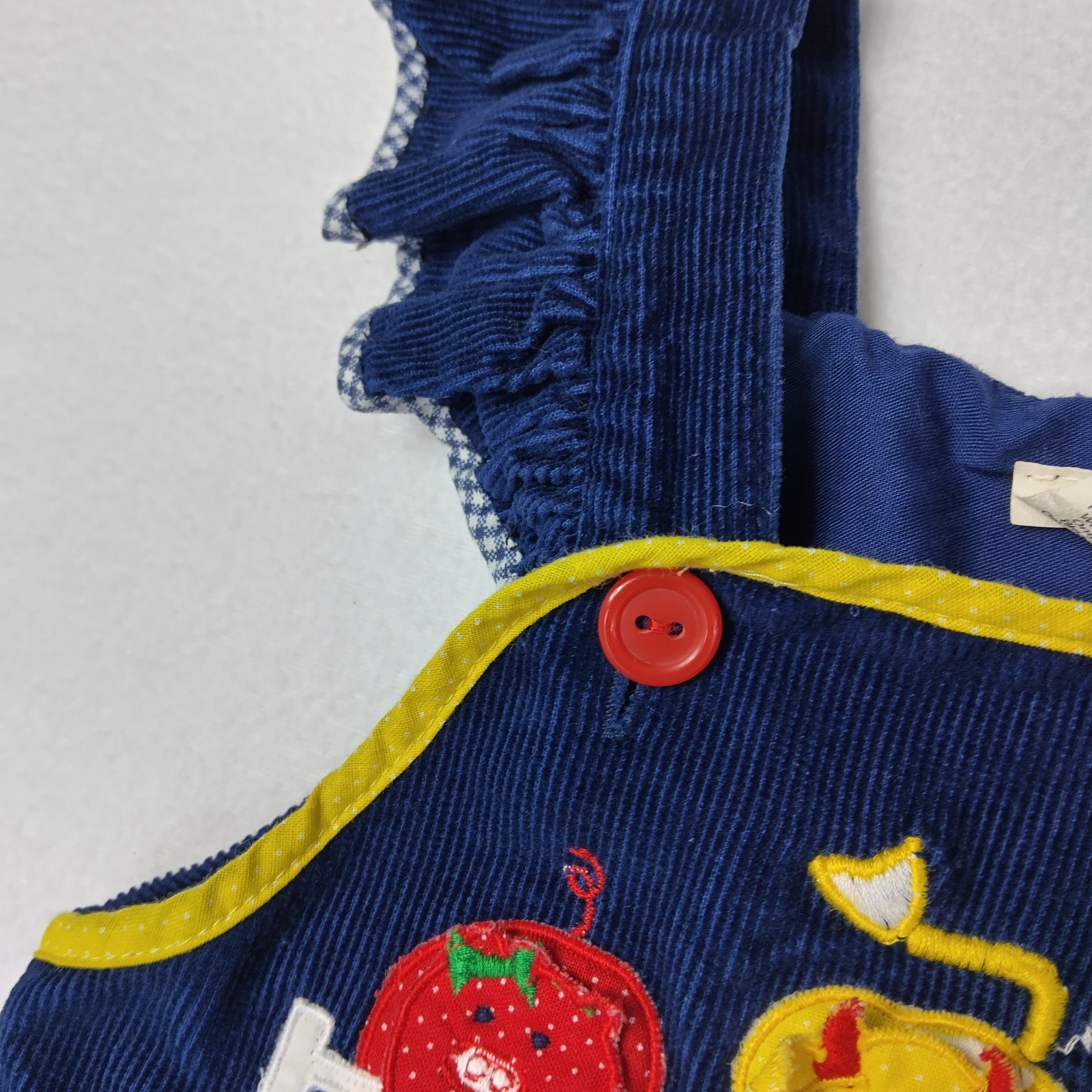 Vintage Overalls Blue Corduroy -12 Months- Snap Legs Farm Animals