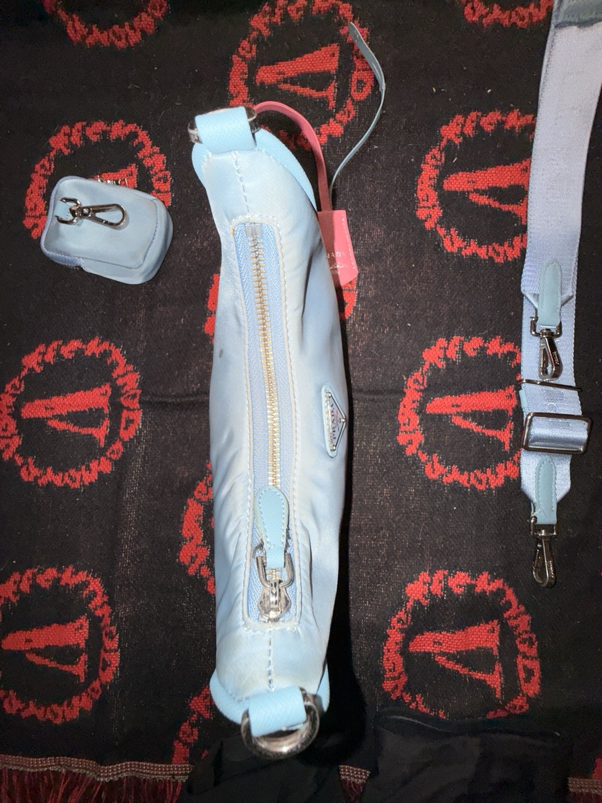 Prada Re-Edition 2005 Re-Nylon Bag Set Celeste Blue | Full 3-Piece Complete Set