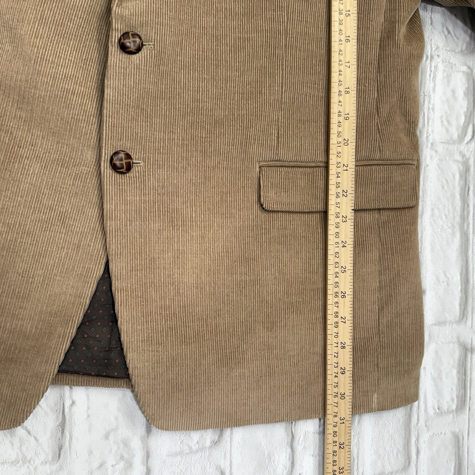 Vtg Chaps Corduroy Blazer Sport Coat 46R Elbow Patches Sport Coat Tan Suit Jacke