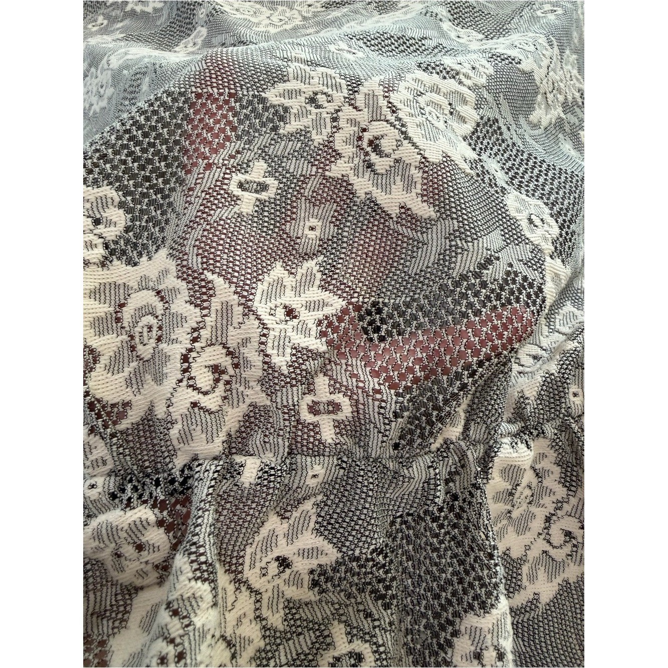 Vintage R Marks New York Sheer Lace Peplum Blouse Black Ivory Floral Mesh Top M