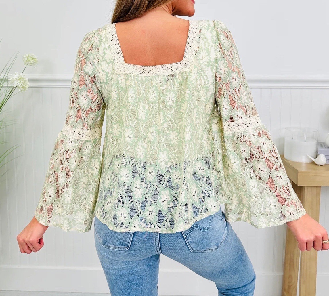 Forte Whispering Willow Top In Green Sz L NWOT 0366