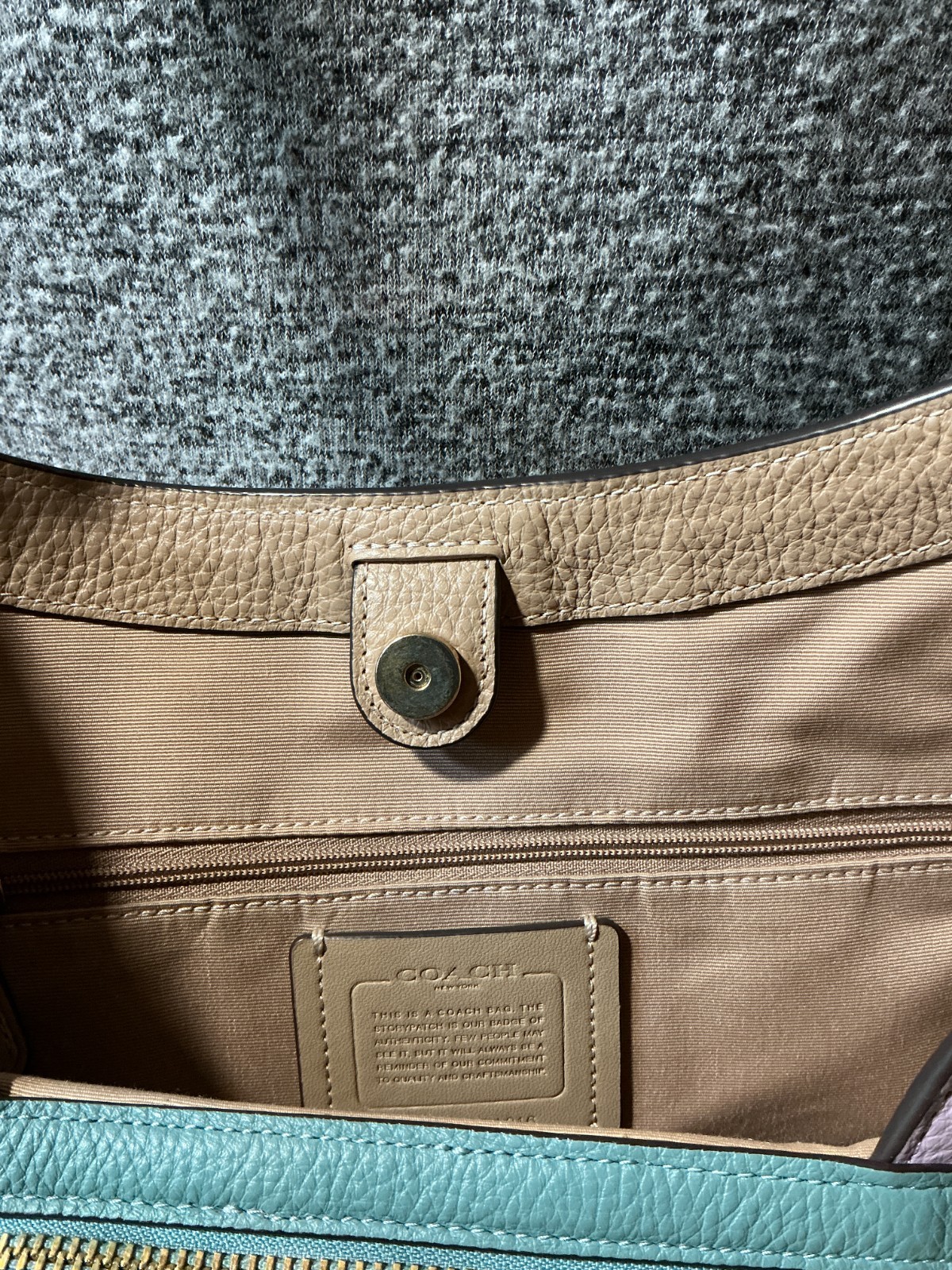 Coach Kristy Colorblock Pebble Grain Leather Snap Zip Carryall Tote & Satchel