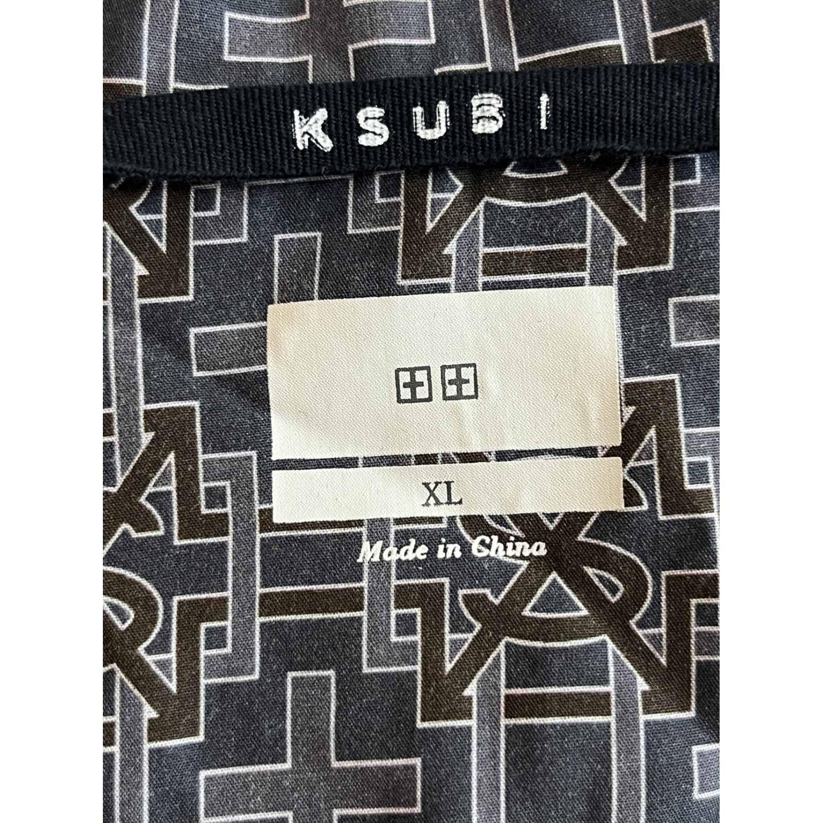 Ksubi Mens Monogram Print Tencel Short Sleeve Shirt Grey MSP24SH014 XL