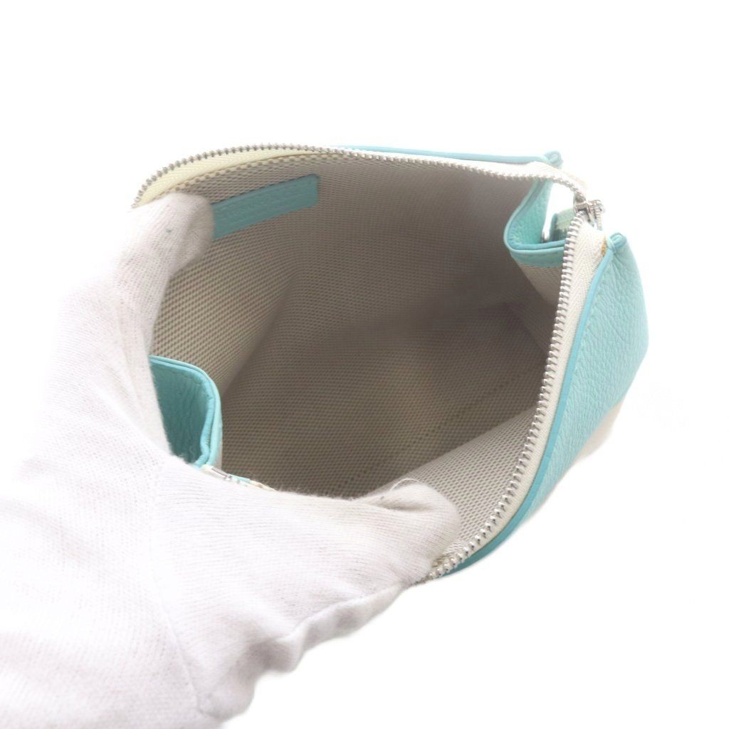 Tiffany & Co. Leather Cosmetic Pouch Bicolor Light Blue Made in USA 7.9in
