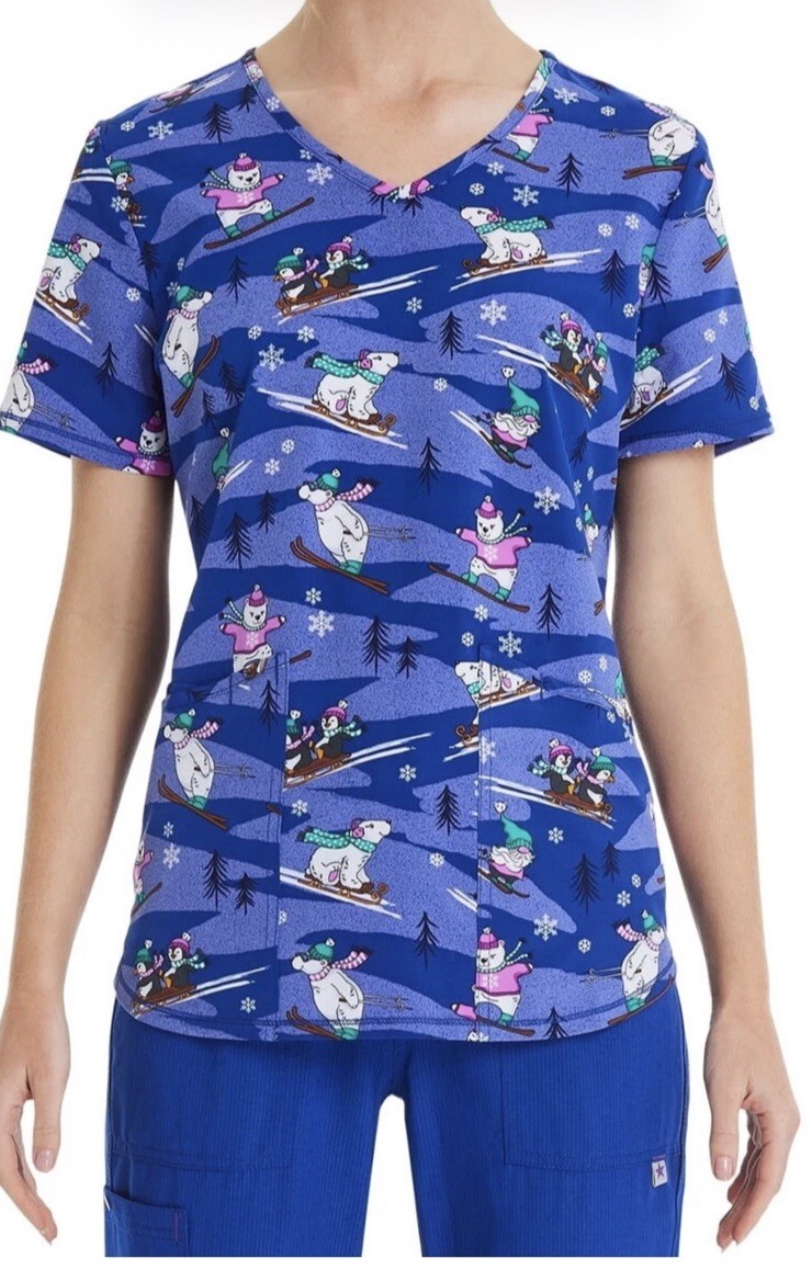 Scrubstar Women’s Winter Chillin Scrub Top, Multicolor Size 3XL