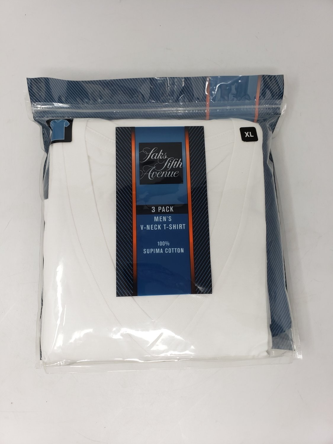 Saks Fifth Avenue 3 Pack Supima Cotton V-Neck Men’s T-Shirt XL White