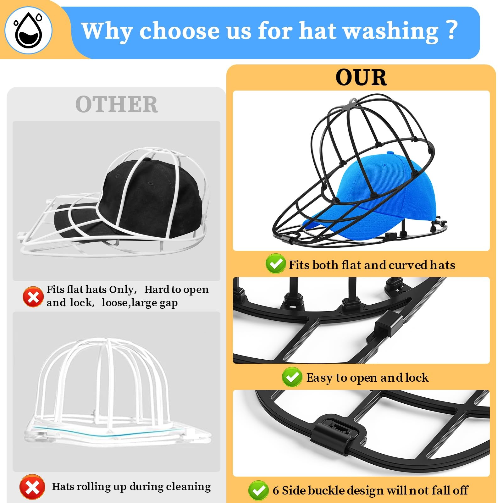 Eiito Hat Washer for Washing Machine – Cleaner 13 x 8.6 x 5.9 inches, black