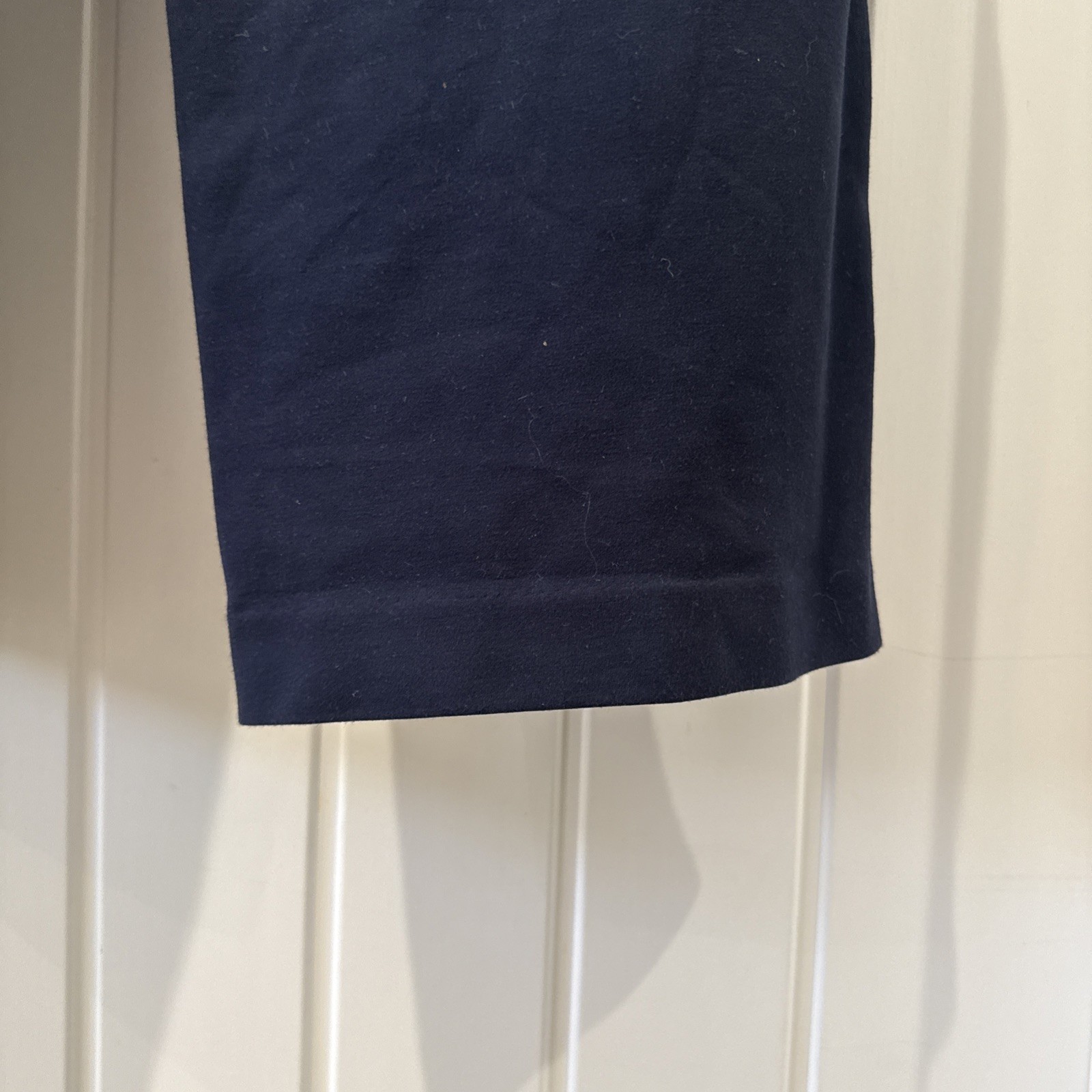 Boden Trousers Straight Wide Leg Navy Size 12P Uk Red & Green Stripe