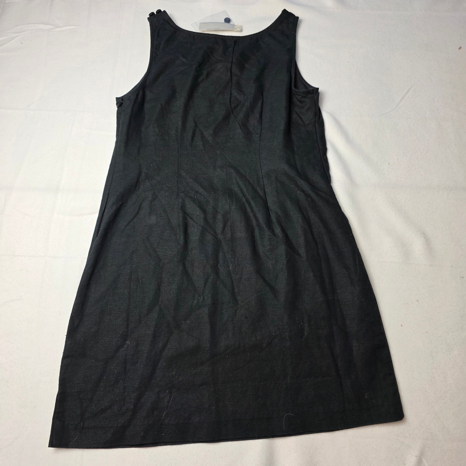 Vintage Old Navy Y2K Jumper Dress Black Small Linen Blend Tags