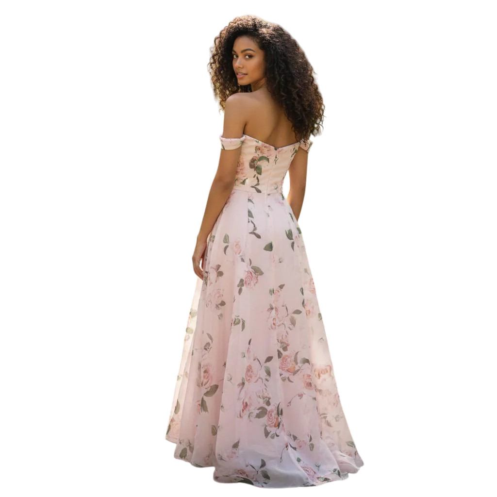 Blossom & Flutter Off-Shoulder Party Dress