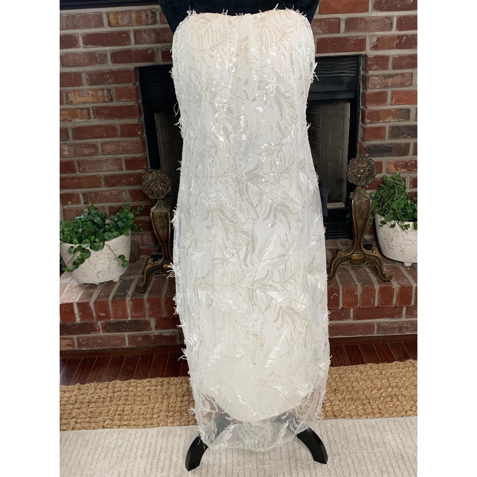 NWT Lulus Brilliant Arrival White Strapless Sequin Midi Dress Women’s SDress
