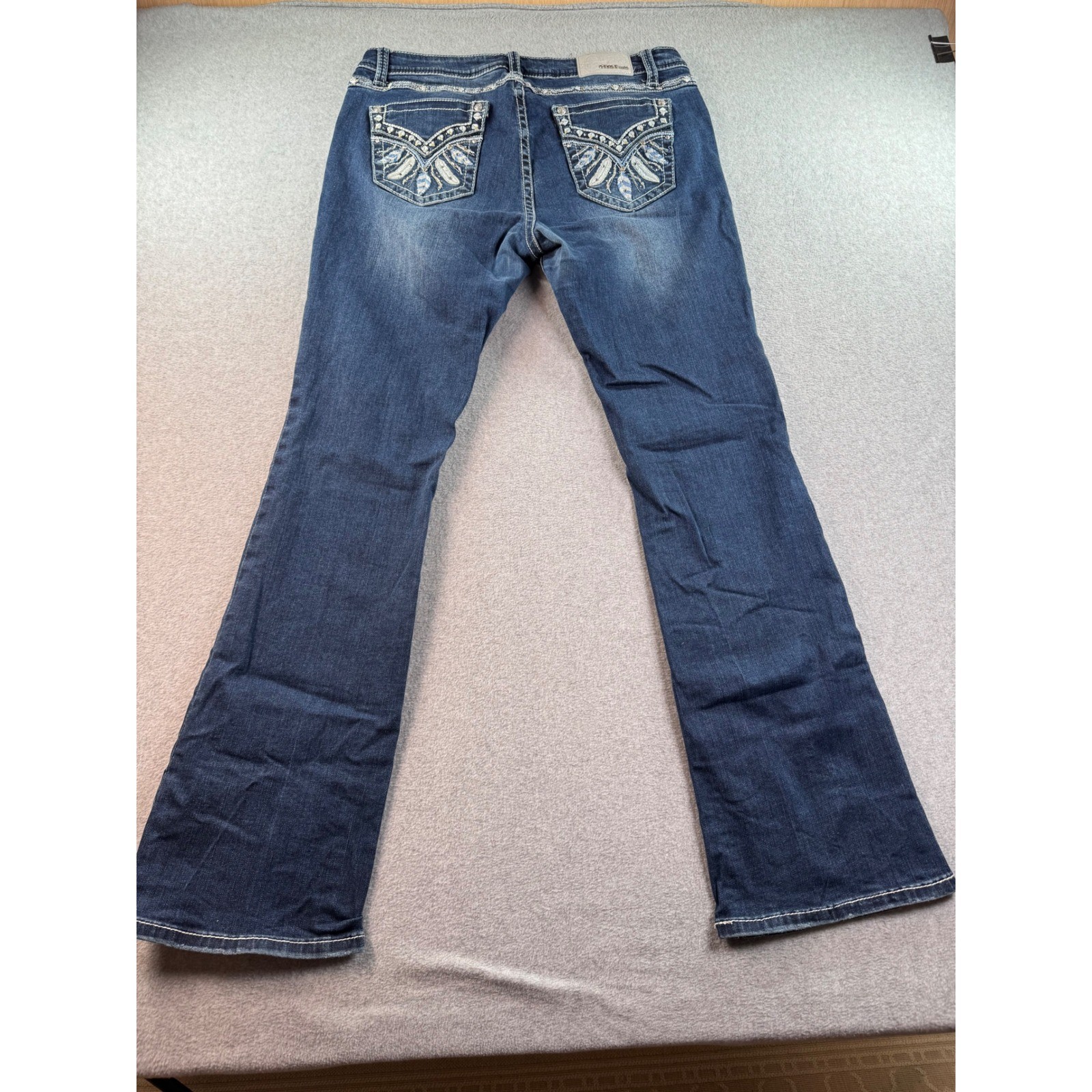 Grace in LA Easy Fit Embroidered Bootcut Jeans Dark Wash Size 34 Womens