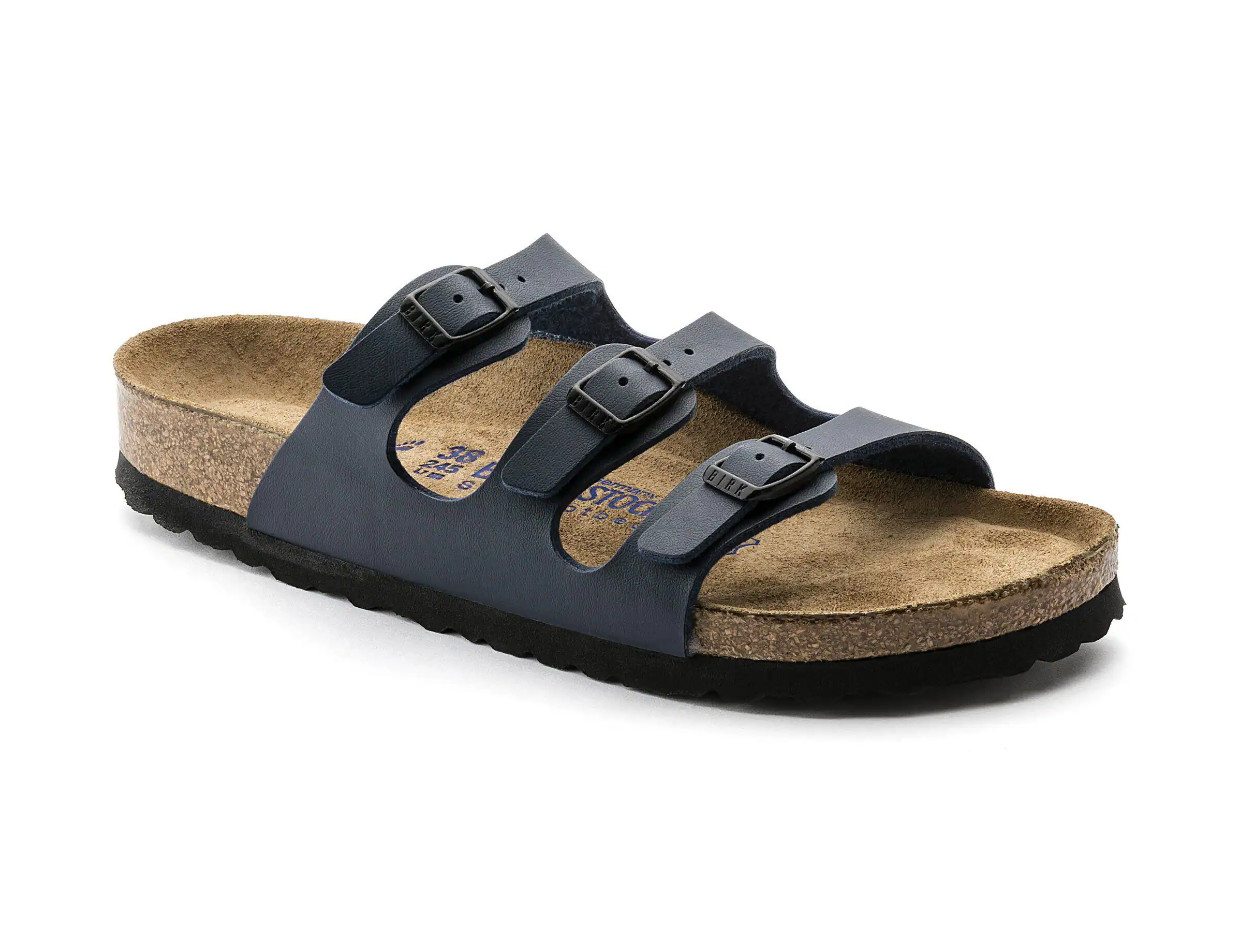 Birkenstock Florida Birko-Flor in Blue Three-Strap Soft Footbed Unisex Sandals