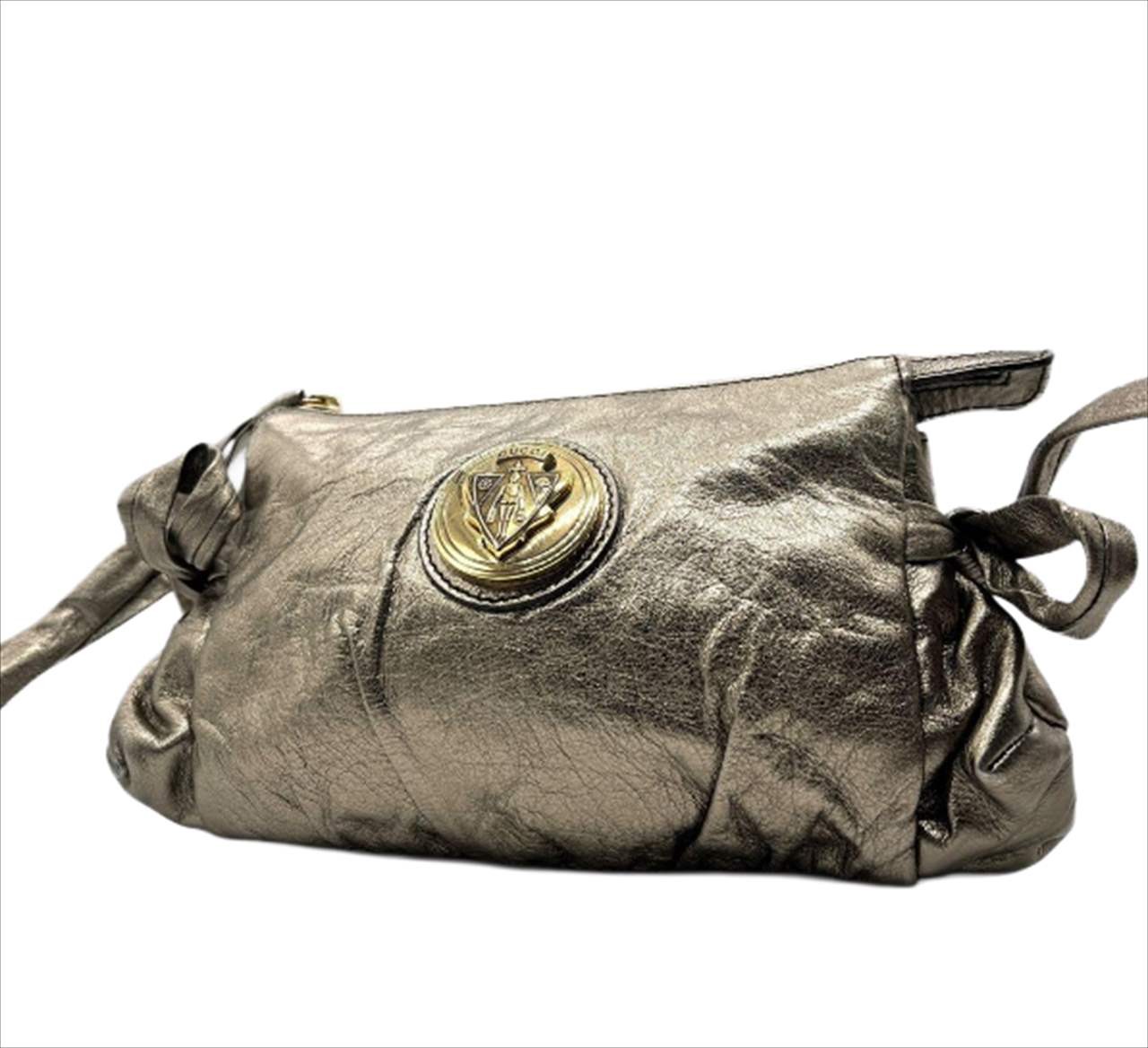 GUCCI Hysteria Clutch Metallic Gold Color Leather Size: W9xH5.1 in. Vintage