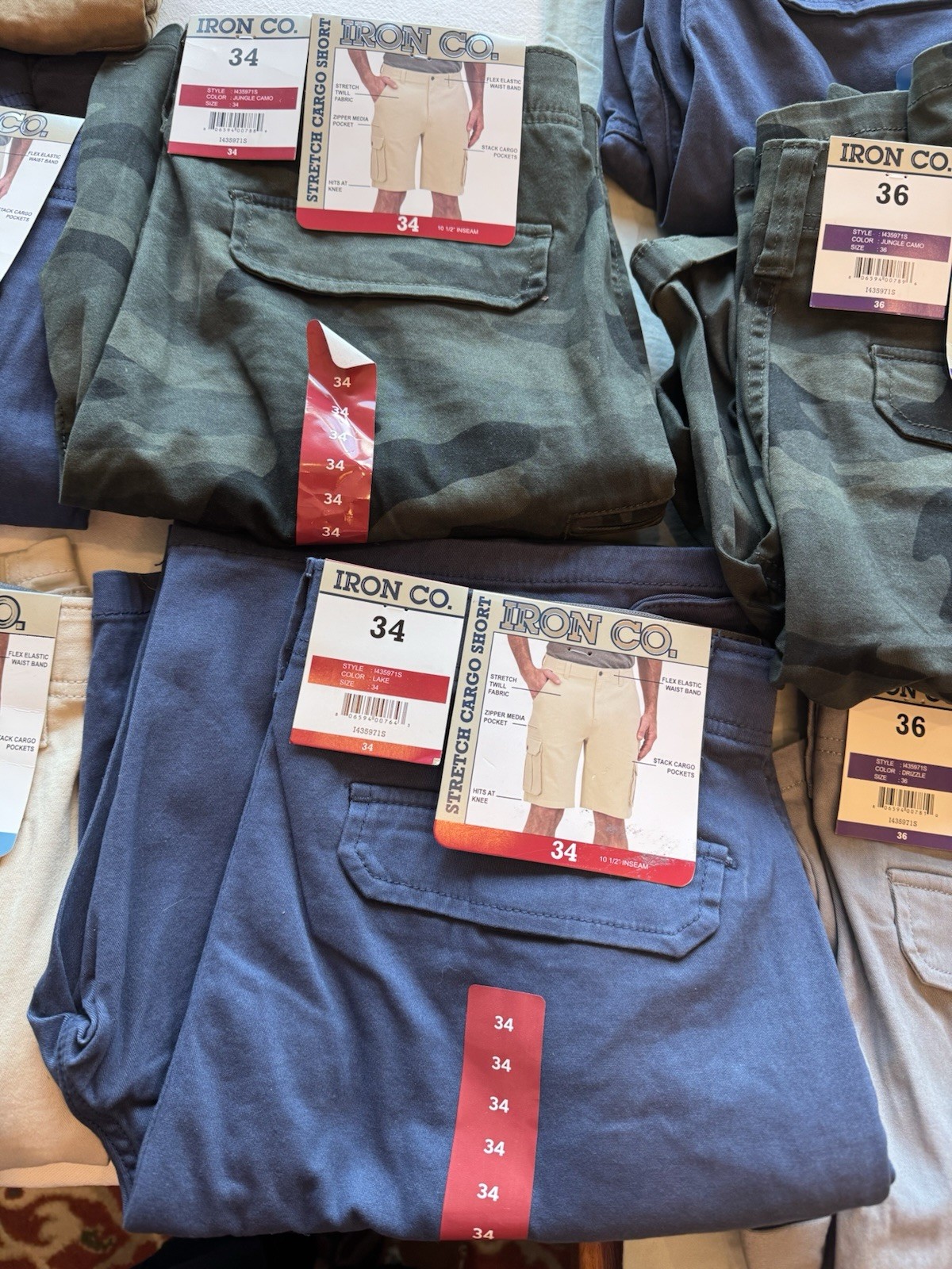 IRON CO. Men’s Stretch Twill Cargo Shorts Size 30, 32, 34, 36,38