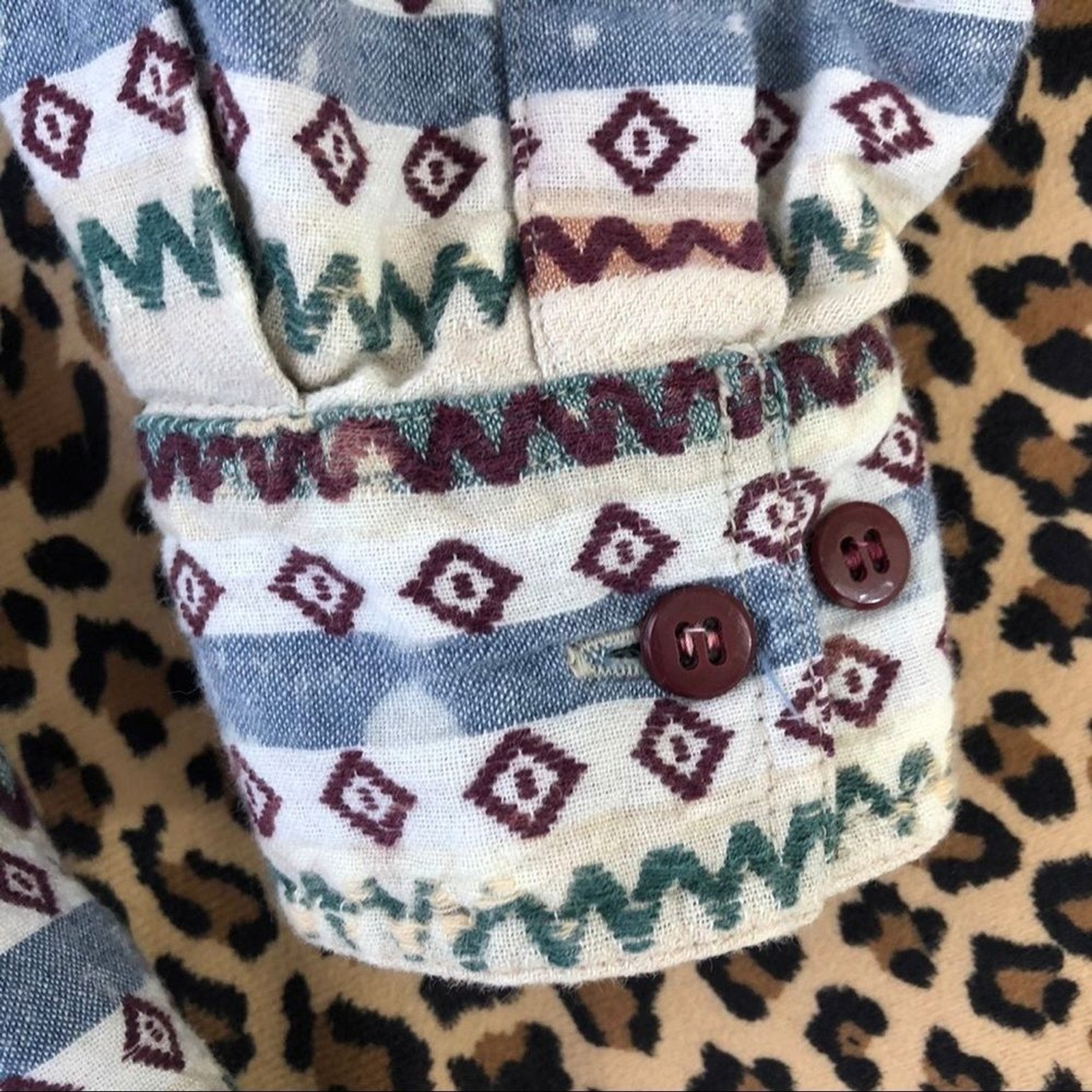 1X Vintage Rework Top Long Sleeve Button Down Indie Western Mori Kei Hippie Vtg