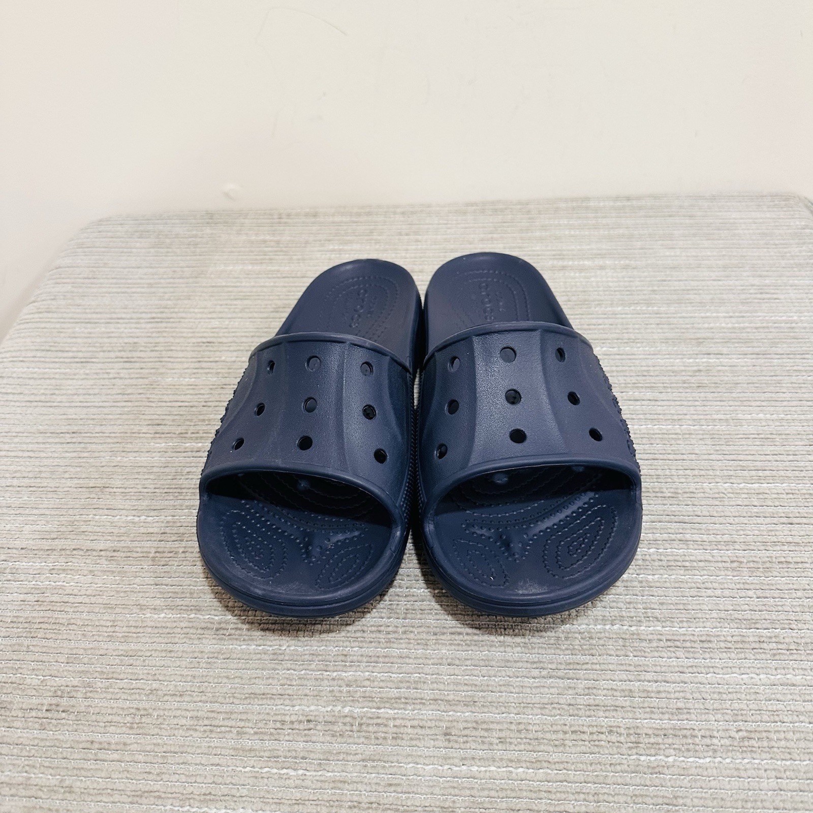Crocs Baya Slide Sandals Womens 10 Blue Slip On Shoes Pool Beach