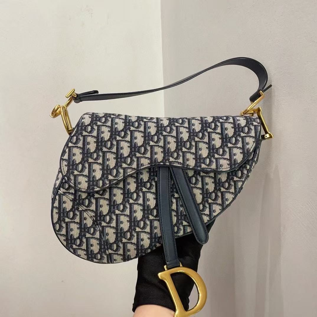 Dior Saddle Medium Oblique Canvas Gold HW CD Clasp Bag