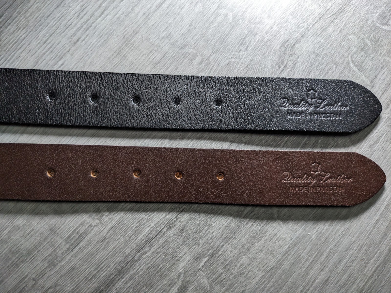 Men’s Heavy-Duty One-Piece Cowhide Leather Belt Black/Brown Work Casual