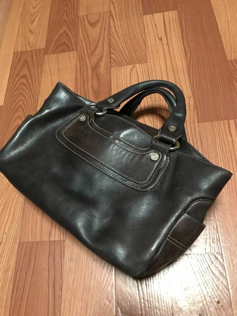 CELINE Leather Boogie Hand bag zip color dark Brown fashion goods women ladies