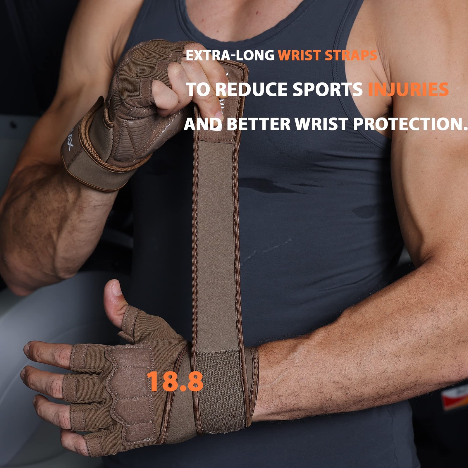 LiMMAX Workout Gloves for Men Women Gym Weight Medium(7.4-7.8 In), Brown
