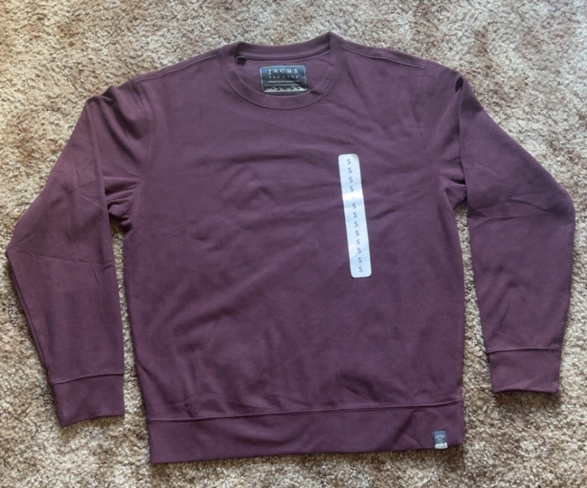JACHS New York Men’s Crew Neck Knit Pullover Sweater Burgundy S