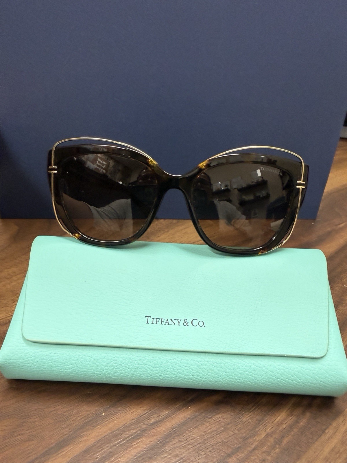 Tiffany & Co. Women’s Oversized Square Tortoise Shell Sunglasses Black Tinted
