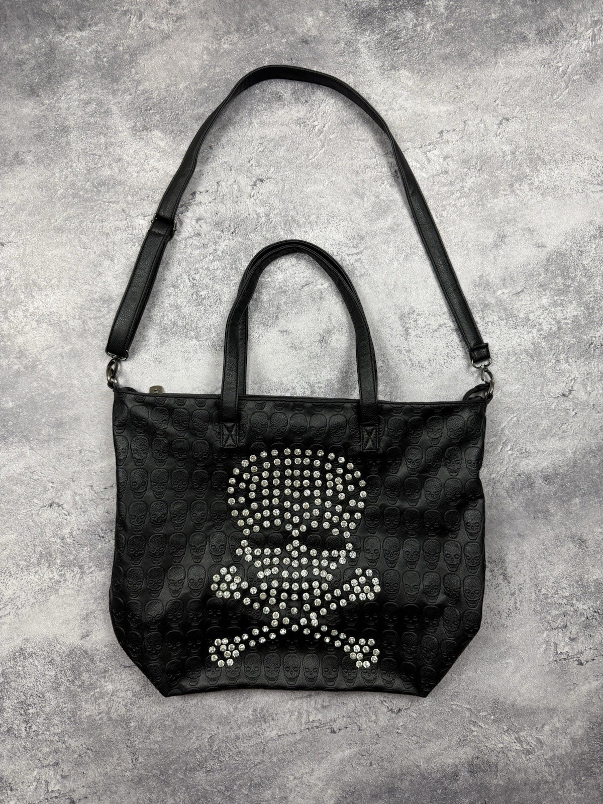 Vintage Avant Garde Skull Bag Rhinestones Y2K Style Punk Gothic Black Rare Hype